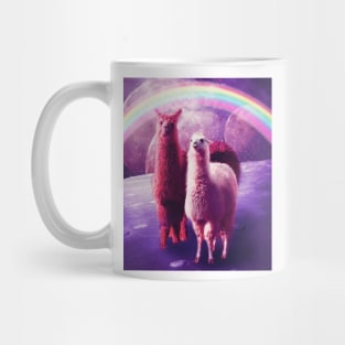 Crazy Funny Rainbow Llama In Space Mug